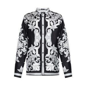 Versace Men Silk Shirt With Baroque Print